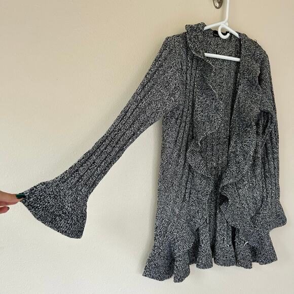 Vintage Brittney Black cardigan knit sweater ruffle whimsigoth fairy hippie M - Picture 4 of 10